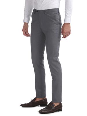 grey textured flat front formal trouser - 17667227 - Standard Image - 2
