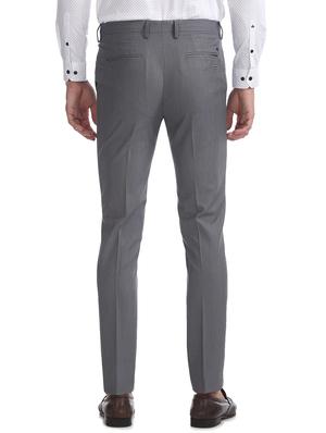 grey textured flat front formal trouser - 17667227 - Standard Image - 3