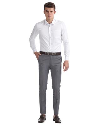 grey textured flat front formal trouser - 17667227 - Standard Image - 4
