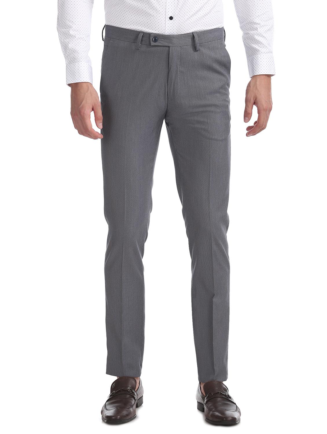 grey textured flat front formal trouser - 17667227 - Zoom Image - 1