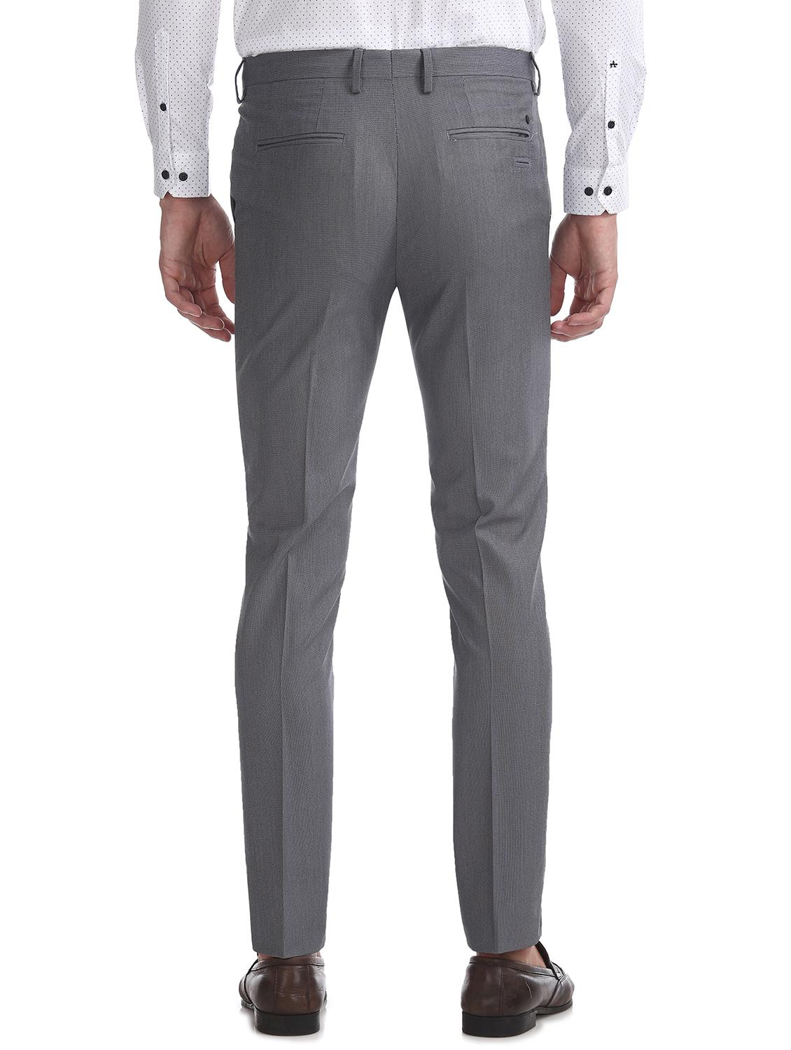 grey textured flat front formal trouser - 17667227 - Zoom Image - 3