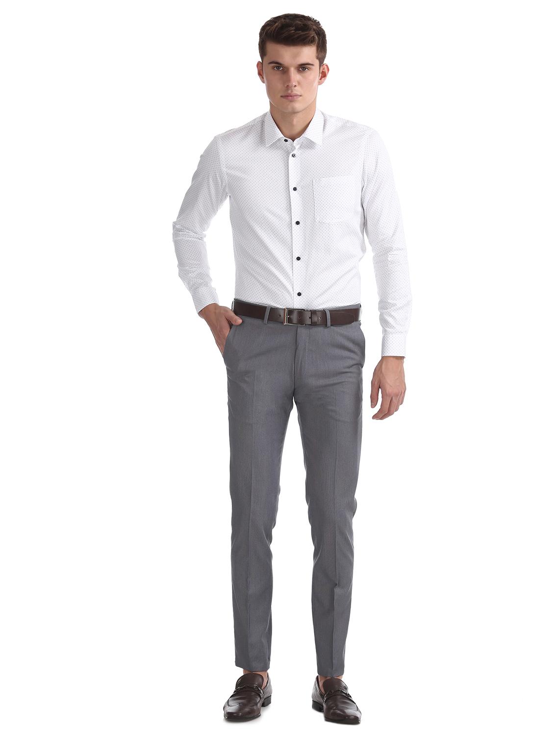 grey textured flat front formal trouser - 17667227 - Zoom Image - 4