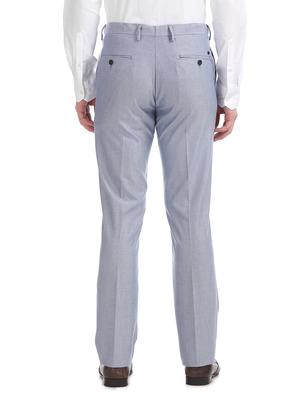 blue textured flat front formal trouser - 17667228 - Standard Image - 3