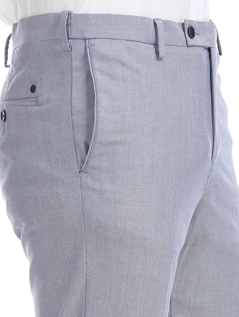 blue textured flat front formal trouser - 17667228 - Zoom Image - 5