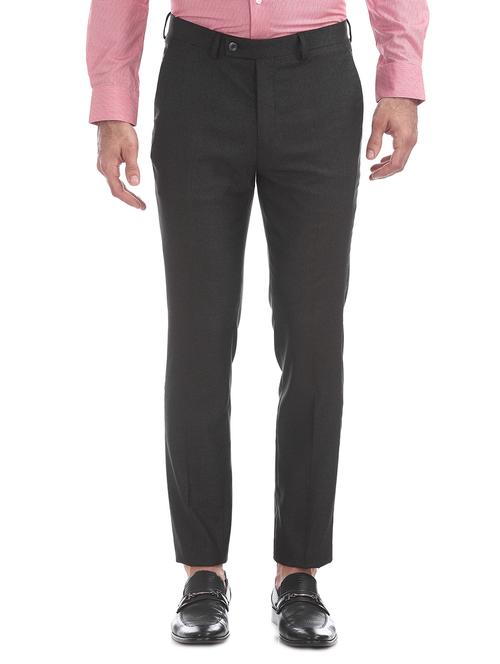 grey checkered flat front formal trouser - 17667231 - Standard Image - 1