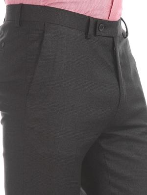 grey checkered flat front formal trouser - 17667231 - Standard Image - 5