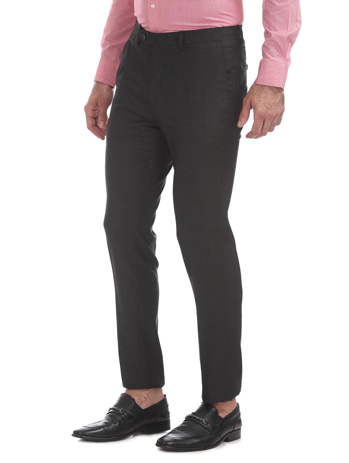 grey checkered flat front formal trouser - 17667231 - Zoom Image - 2