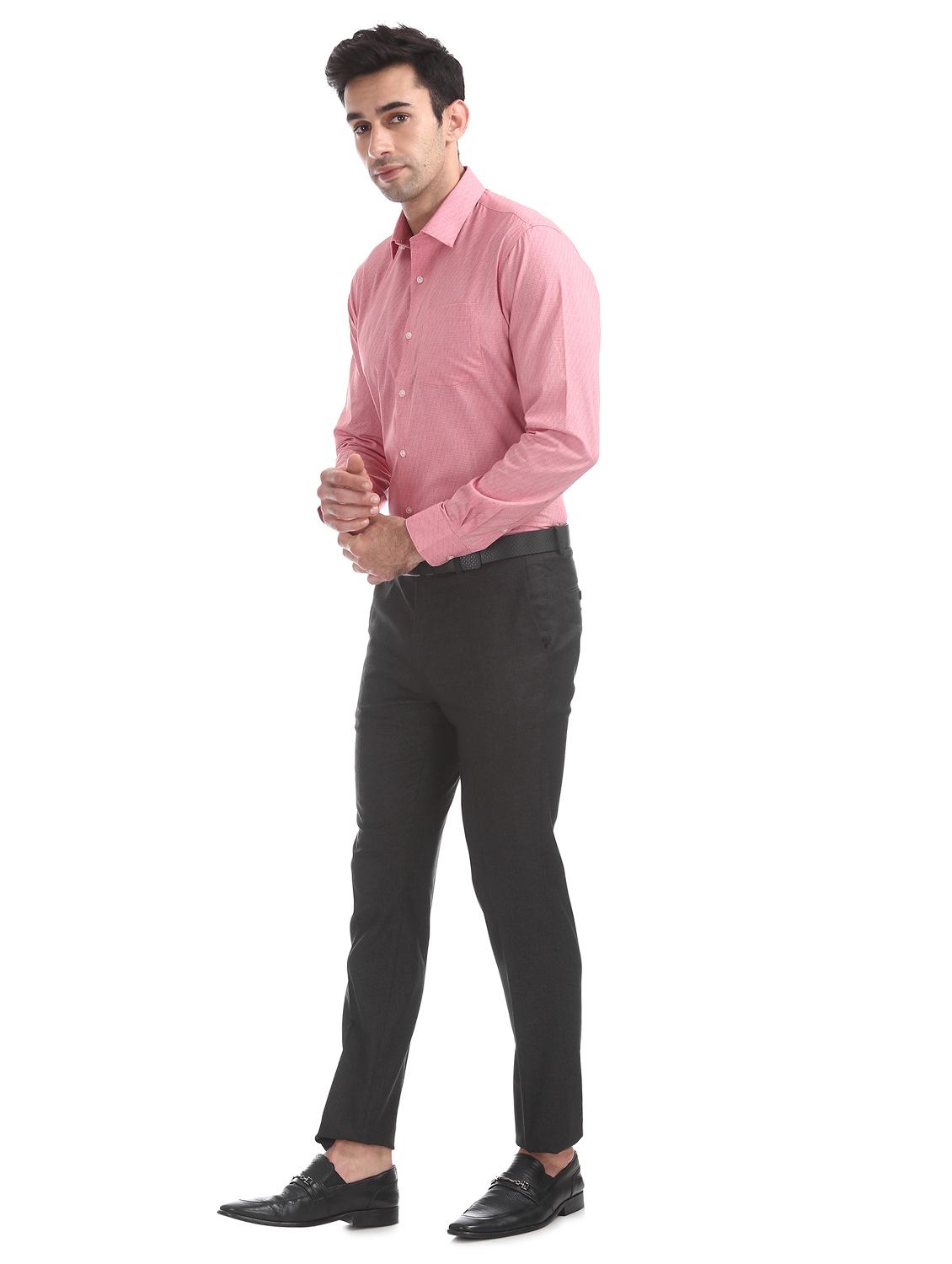 grey checkered flat front formal trouser - 17667231 - Zoom Image - 4