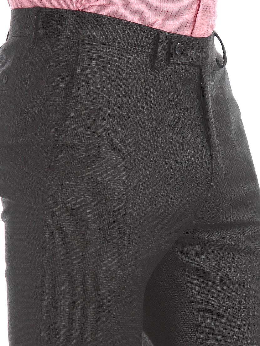grey checkered flat front formal trouser - 17667231 - Zoom Image - 5
