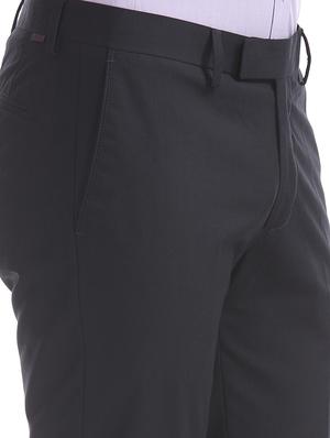 navy blue solid flat front formal trouser - 17667232 - Standard Image - 5