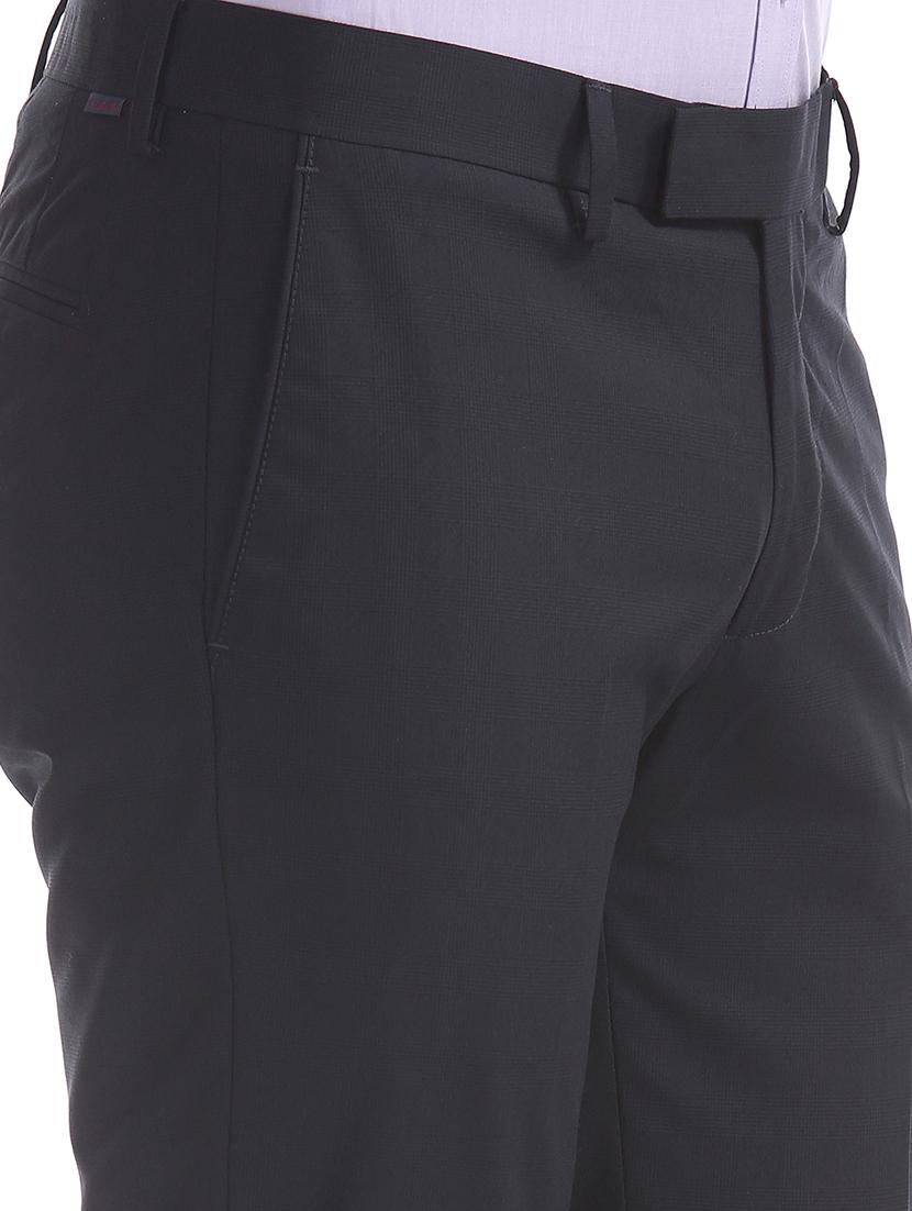 navy blue solid flat front formal trouser - 17667232 - Zoom Image - 5