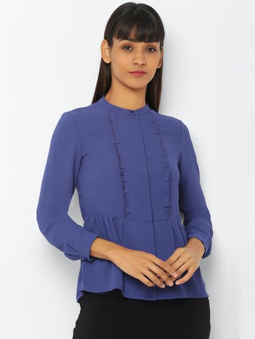 mandarin neck solid top - 17667284 - Standard Image - 1