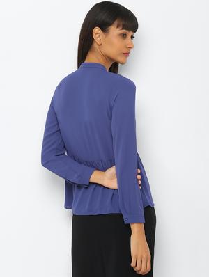 mandarin neck solid top - 17667284 - Standard Image - 3