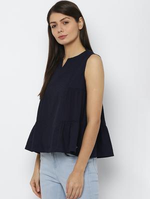 notch neck self design top - 17667288 - Standard Image - 2