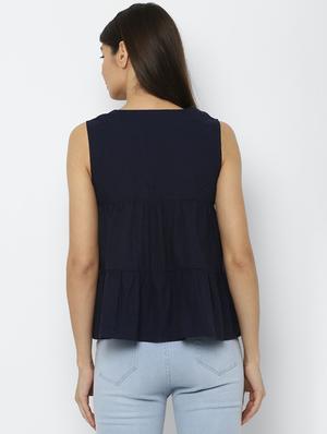 notch neck self design top - 17667288 - Standard Image - 3