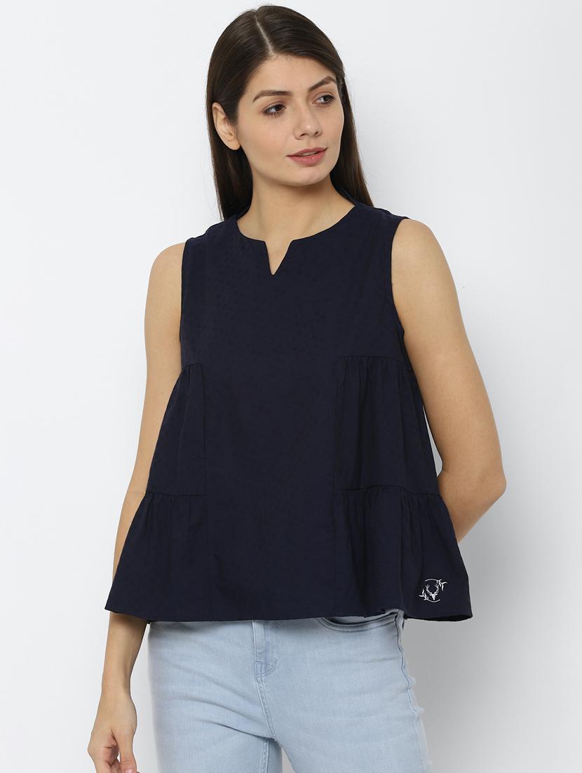 notch neck self design top - 17667288 - Zoom Image - 1