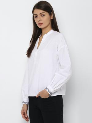 mandarin neck self design top - 17667295 - Standard Image - 2