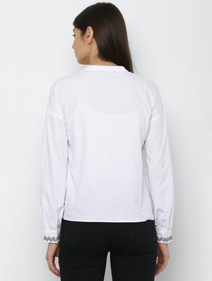 mandarin neck self design top - 17667295 - Standard Image - 3