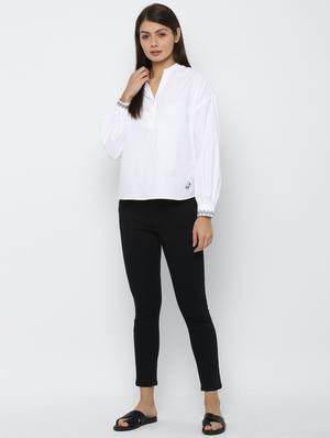 mandarin neck self design top - 17667295 - Standard Image - 4