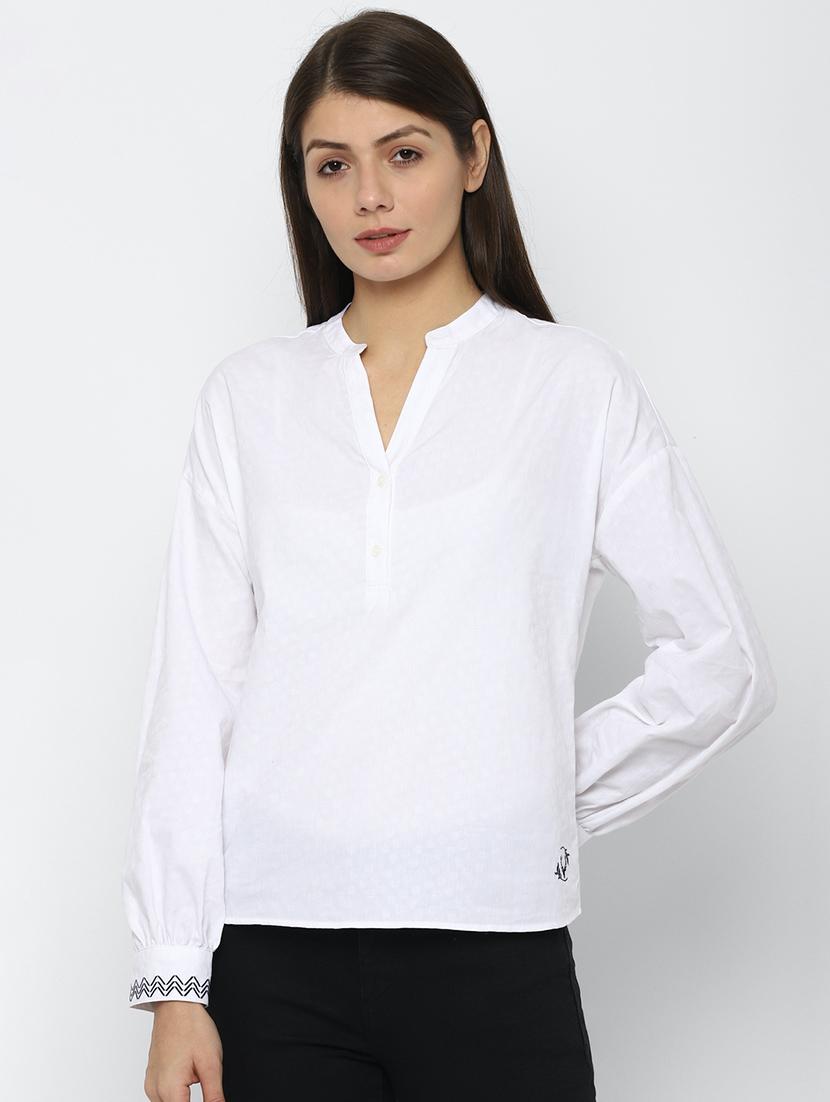 mandarin neck self design top - 17667295 - Zoom Image - 1