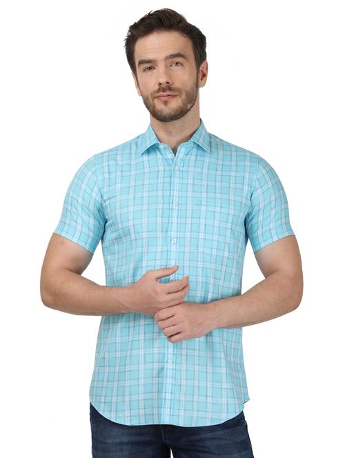 blue checkered casual shirt - 17667361 - Standard Image - 1