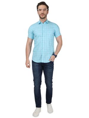 blue checkered casual shirt - 17667361 - Standard Image - 4