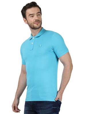 blue solid polo t-shirt - 17667377 - Standard Image - 2