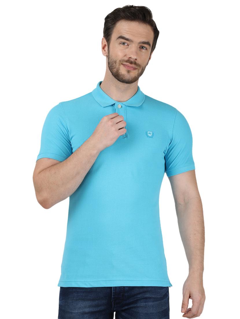 blue solid polo t-shirt - 17667377 - Zoom Image - 1