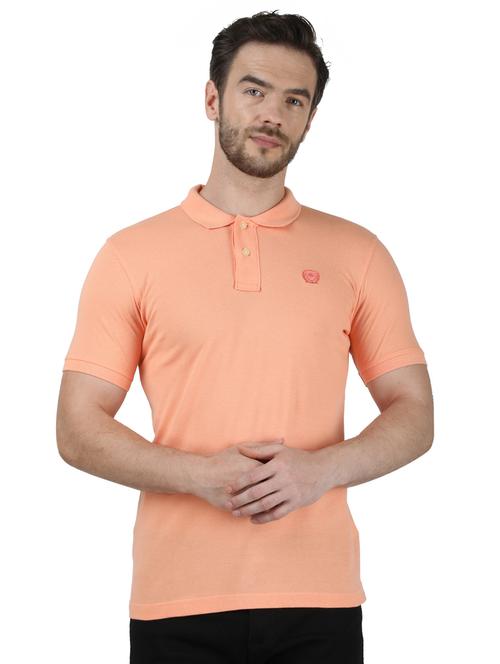 peach solid polo t-shirt - 17667381 - Standard Image - 1