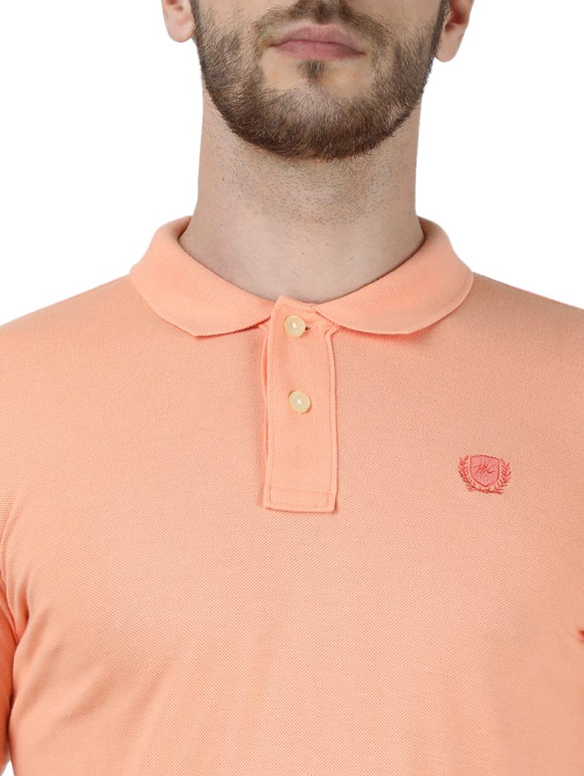 peach solid polo t-shirt - 17667381 - Zoom Image - 4