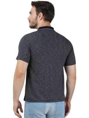 navy blue striped polo t-shirt - 17667383 - Standard Image - 3