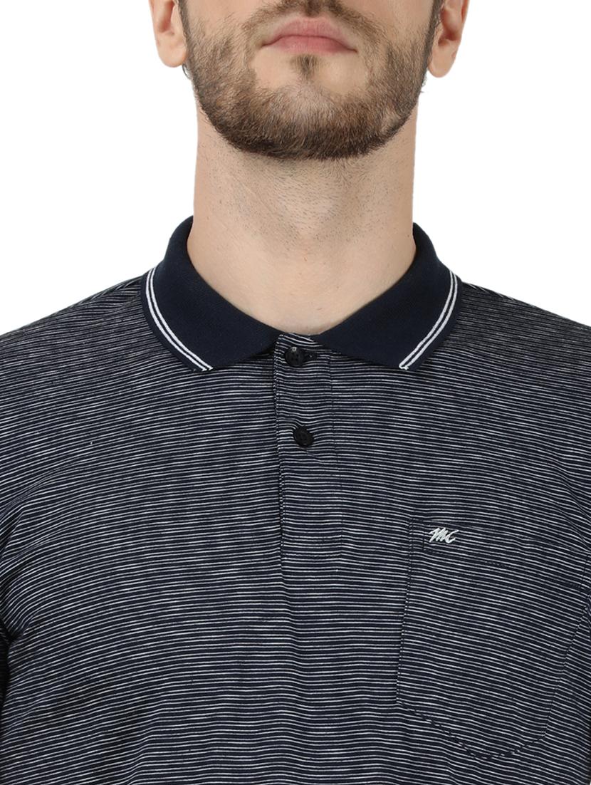 navy blue striped polo t-shirt - 17667383 - Zoom Image - 4