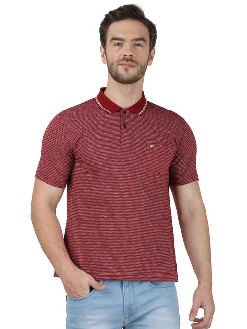 maroon striped polo t-shirt - 17667384 - Standard Image - 1