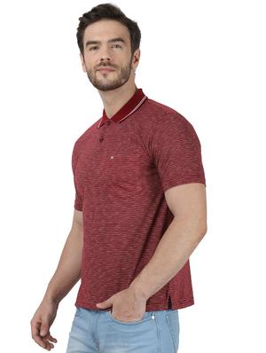 maroon striped polo t-shirt - 17667384 - Standard Image - 2