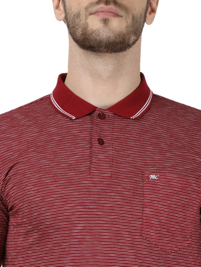 maroon striped polo t-shirt - 17667384 - Zoom Image - 4