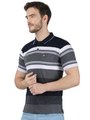 navy blue striped polo t-shirt - 17667387 - Standard Image - 2