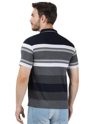 navy blue striped polo t-shirt - 17667387 - Standard Image - 3