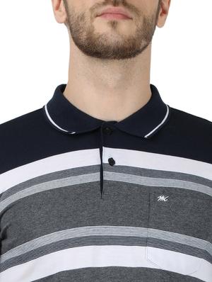 navy blue striped polo t-shirt - 17667387 - Standard Image - 4