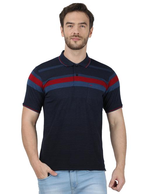 blue striped polo t-shirt - 17667389 - Standard Image - 1