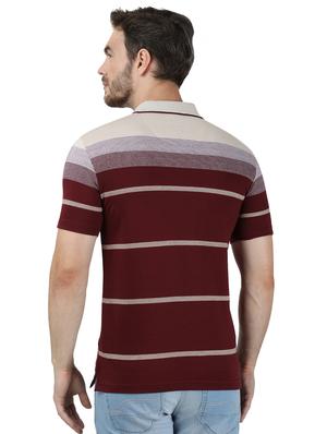 maroon striped polo t-shirt - 17667393 - Standard Image - 3