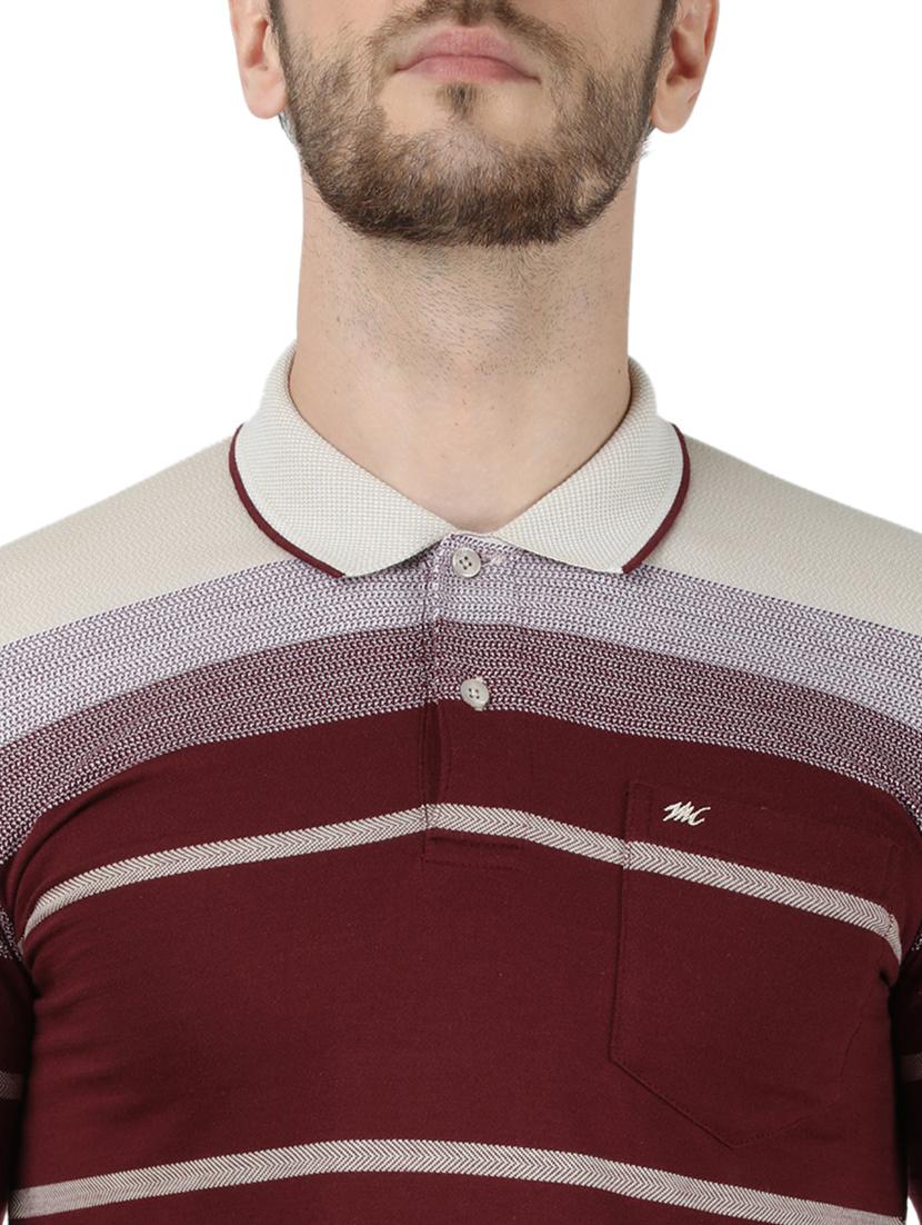 maroon striped polo t-shirt - 17667393 - Zoom Image - 4