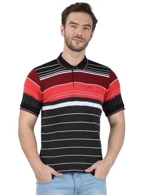 black striped polo t-shirt - 17667397 - Standard Image - 1