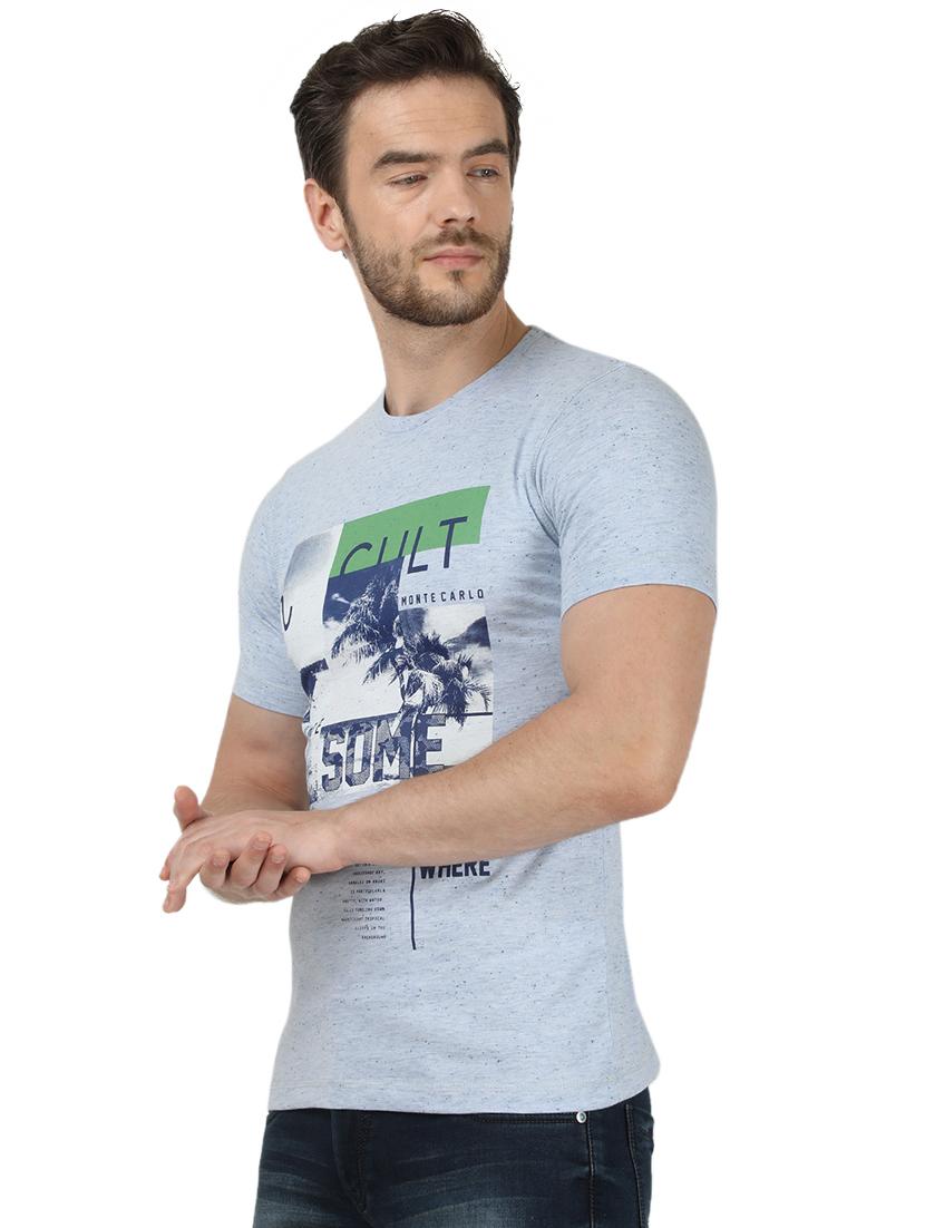 blue typographic front print t-shirt - 17667411 - Zoom Image - 2