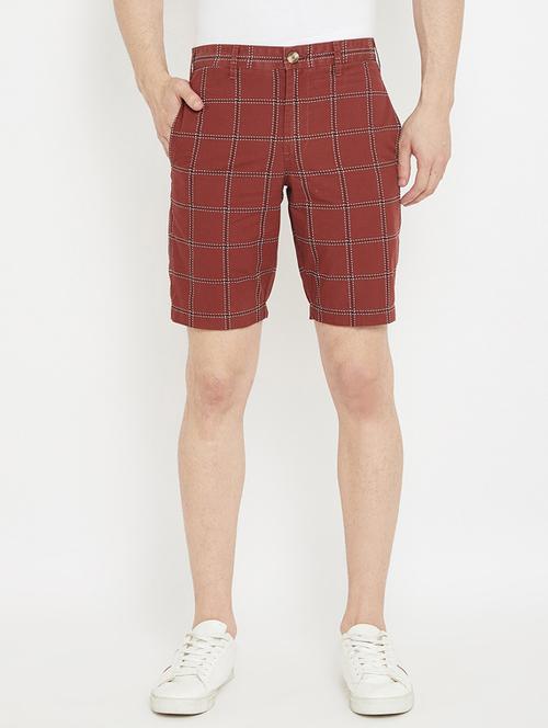 maroon checkered bermuda shorts - 17667918 - Standard Image - 1