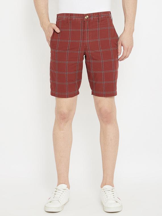 maroon checkered bermuda shorts - 17667918 - Zoom Image - 1