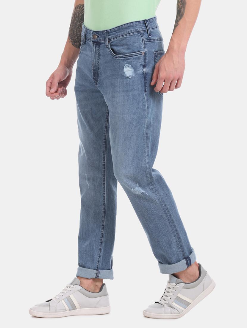 blue light washed distressed denim jean - 17667930 - Zoom Image - 2