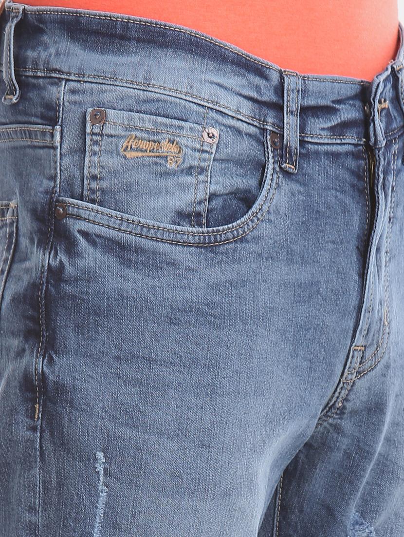 blue light washed distressed denim jean - 17667934 - Zoom Image - 5