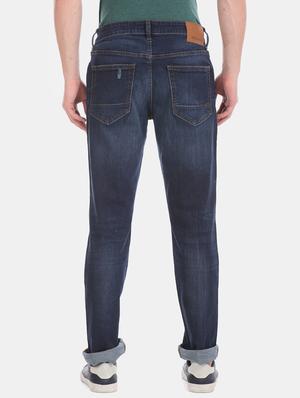 navy blue light washed distressed denim jean - 17667948 - Standard Image - 3