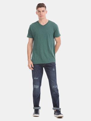navy blue light washed distressed denim jean - 17667948 - Standard Image - 4