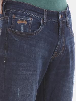 navy blue light washed distressed denim jean - 17667948 - Standard Image - 5